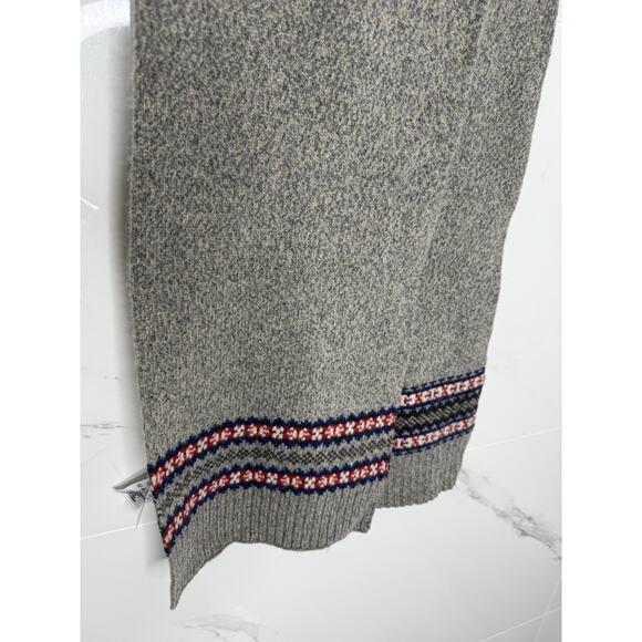 BROOKS BROTHERS Gray FAIR ISLE/NORDIC MERINO WOOL Blend Long Scarf Preppy Winter - Picture 2 of 7